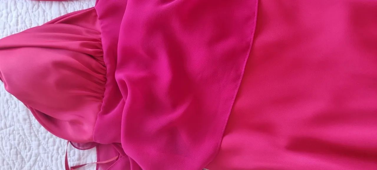 Vestido Longo rosa de cetim e seda - Foto 3
