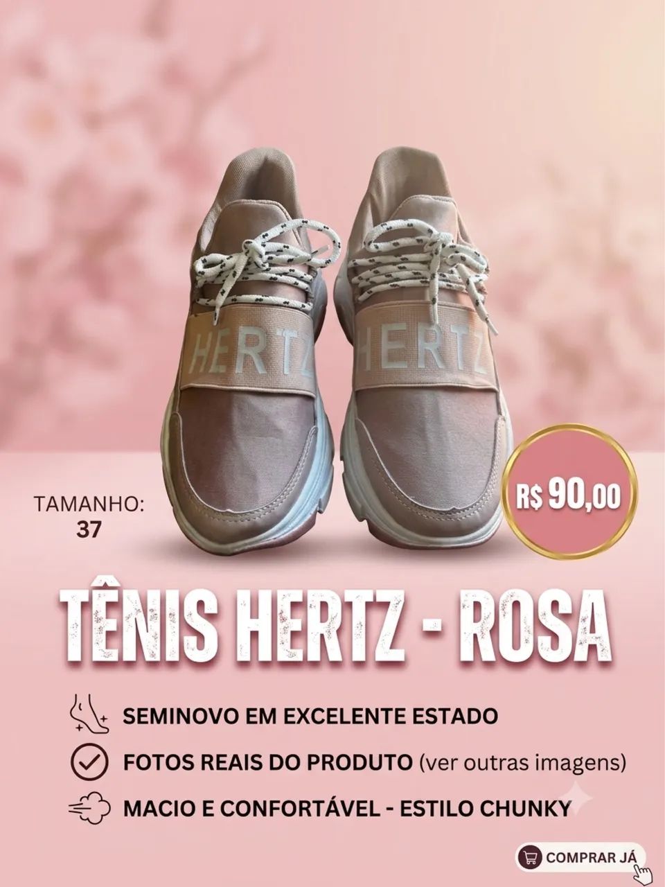 tênis hertz chunky rosa Tamanho 37