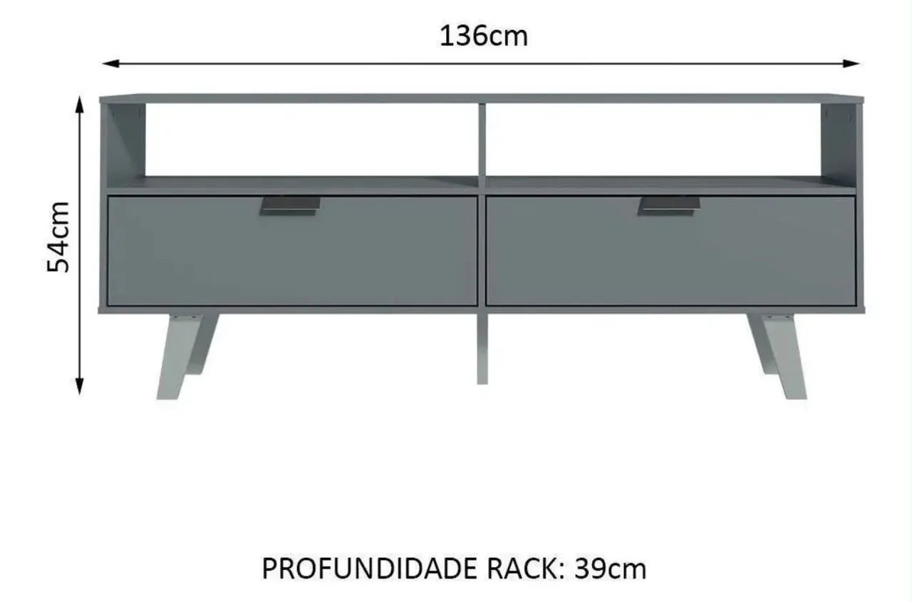 Rack para TV até 55 Polegadas Madesa Oslo com 2 Portas Cinza Cor:Cinza - Foto 2