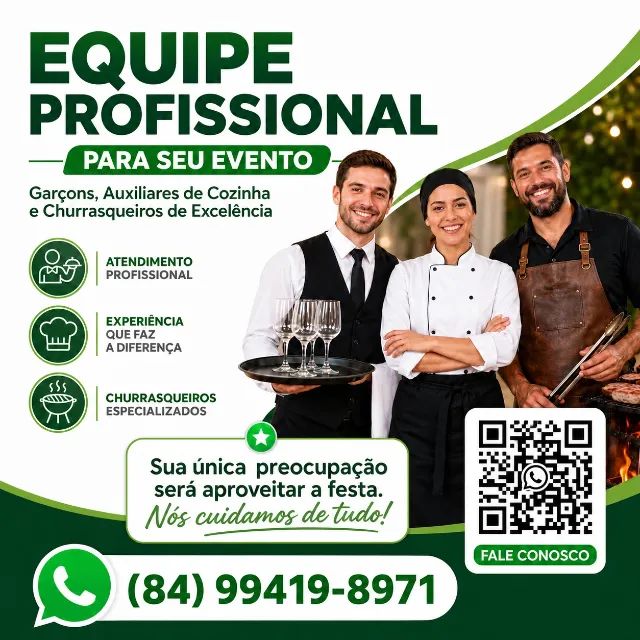 Equipe para eventos, extra, freelancer e fixo