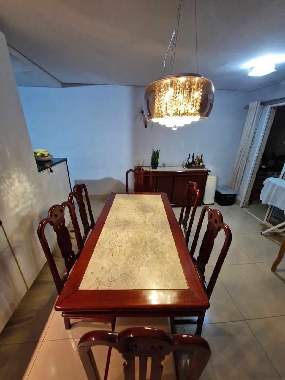 Conjunto Mesa de Madeira e mármore travertino e também Buffet. - Foto 2