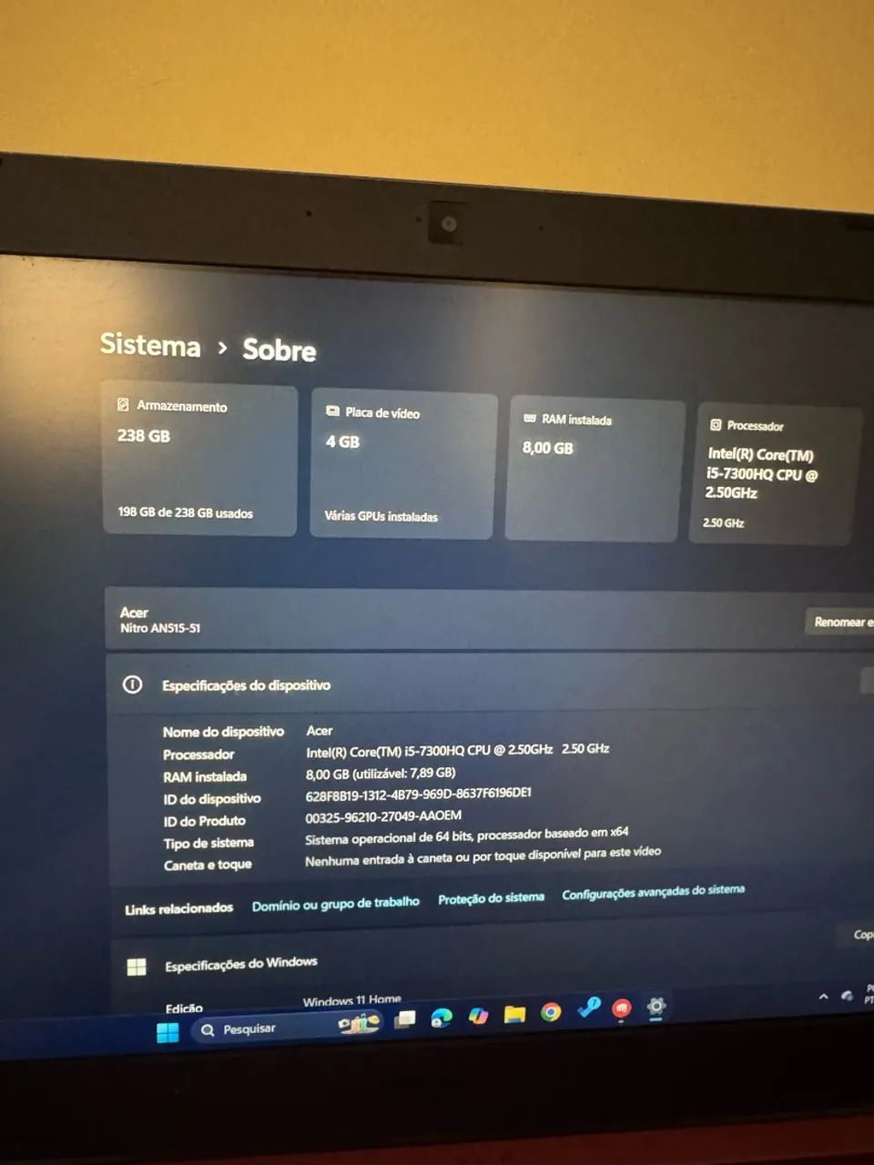 Nootbook Nitro 5 placa gtx 1050 ti - Foto 2
