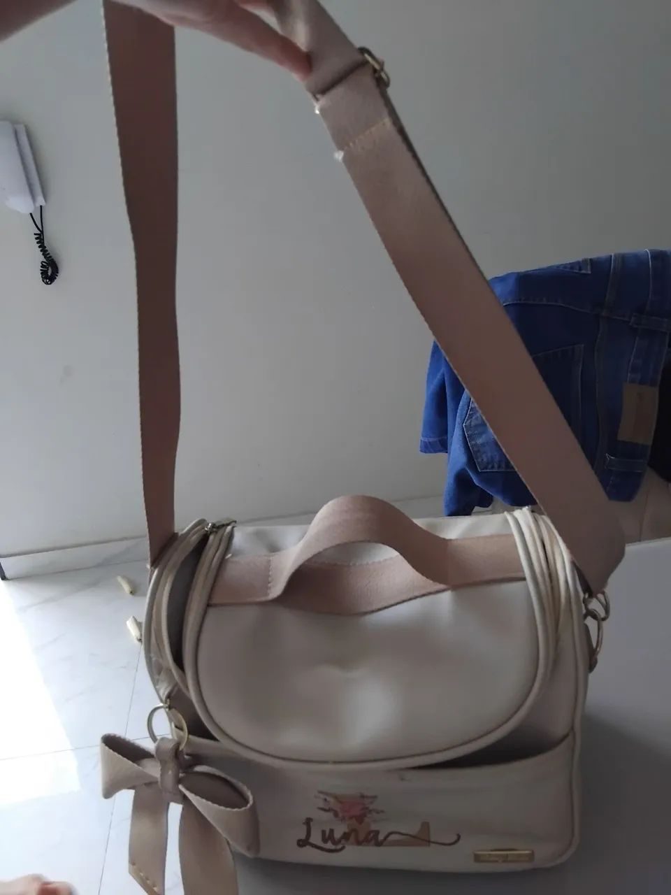 Bolsa de bebê com nome Luna bordado. - Foto 4