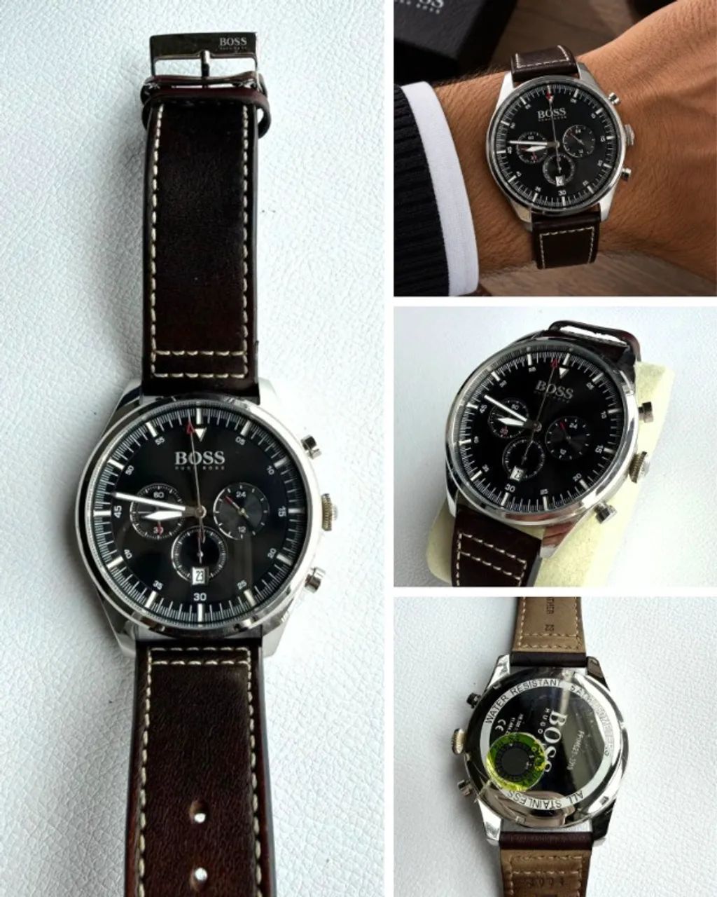 Relógio Hugo Boss Masculino Cronógrafo Couro Marrom 