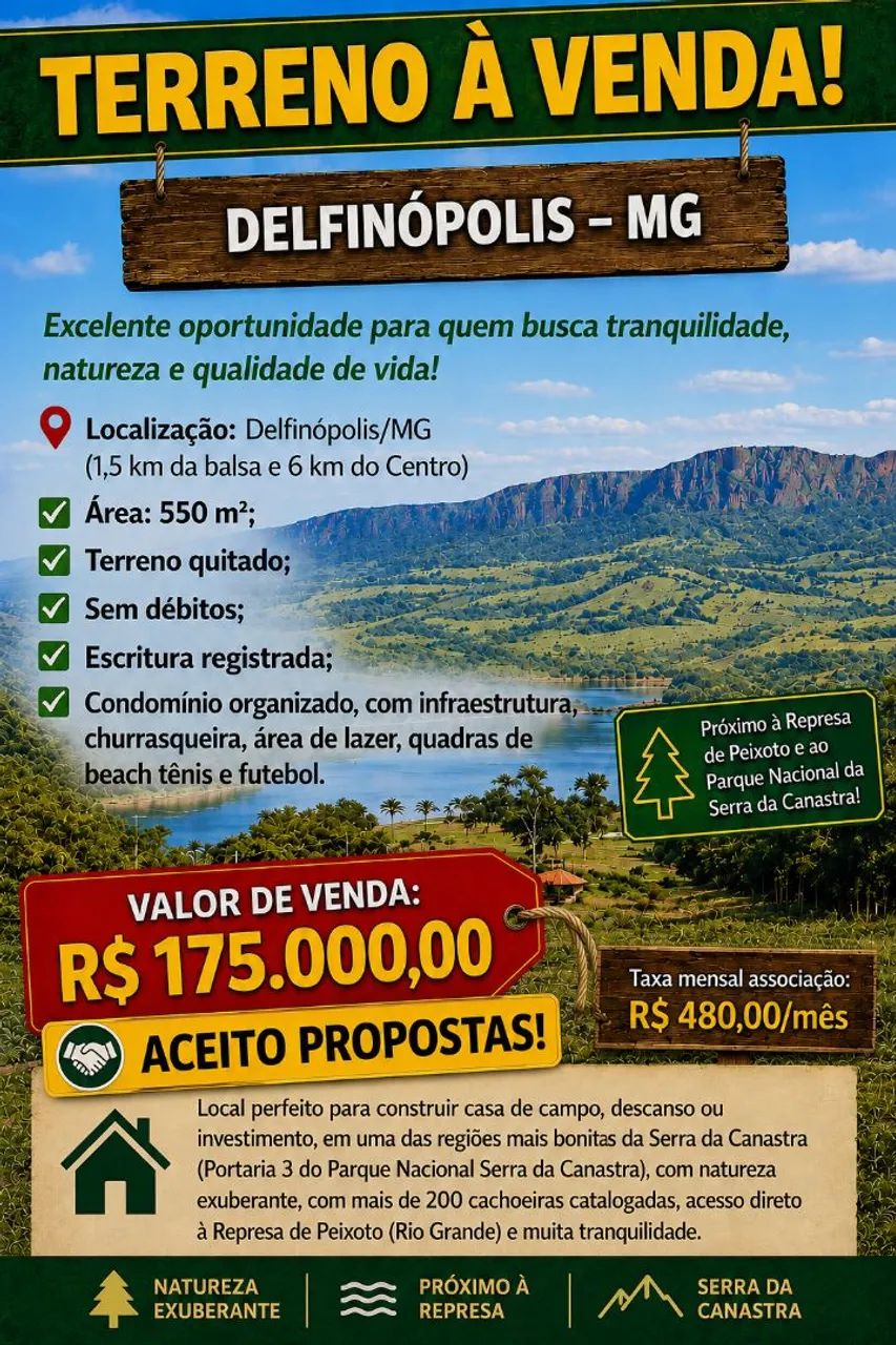 OPORTUNIDADE EM DELFINÓPOLIS-MG