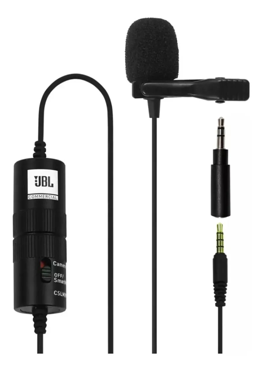 Microfone JBL De Lapela CSLM - 20 B Celular Câmera Dslr Tablet Cor Preto