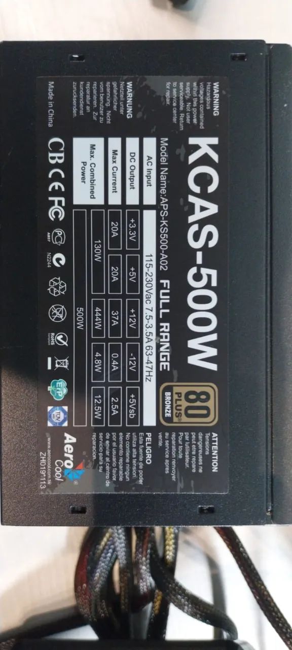 Fonte Atx 500 WATTS KCSA 80 PLUS BRONZE
