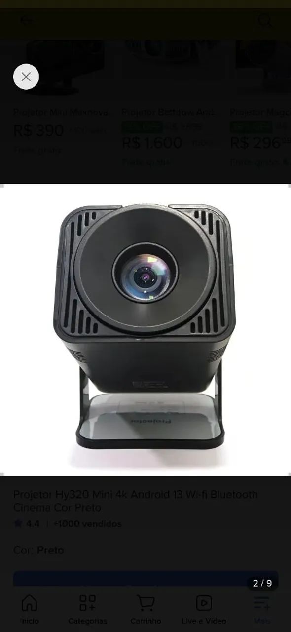Projetor Hy320 Mini 4k Android 13 Wi-fi Bluetooth Cinema Cor Preto