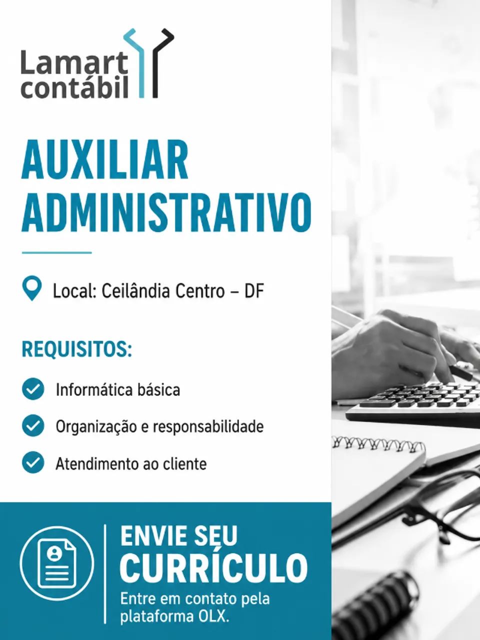 VAGA AUXILIAR ADMINISTRATIVO / ESCRITÓRIO - CEILÂNDIA CENTRO
