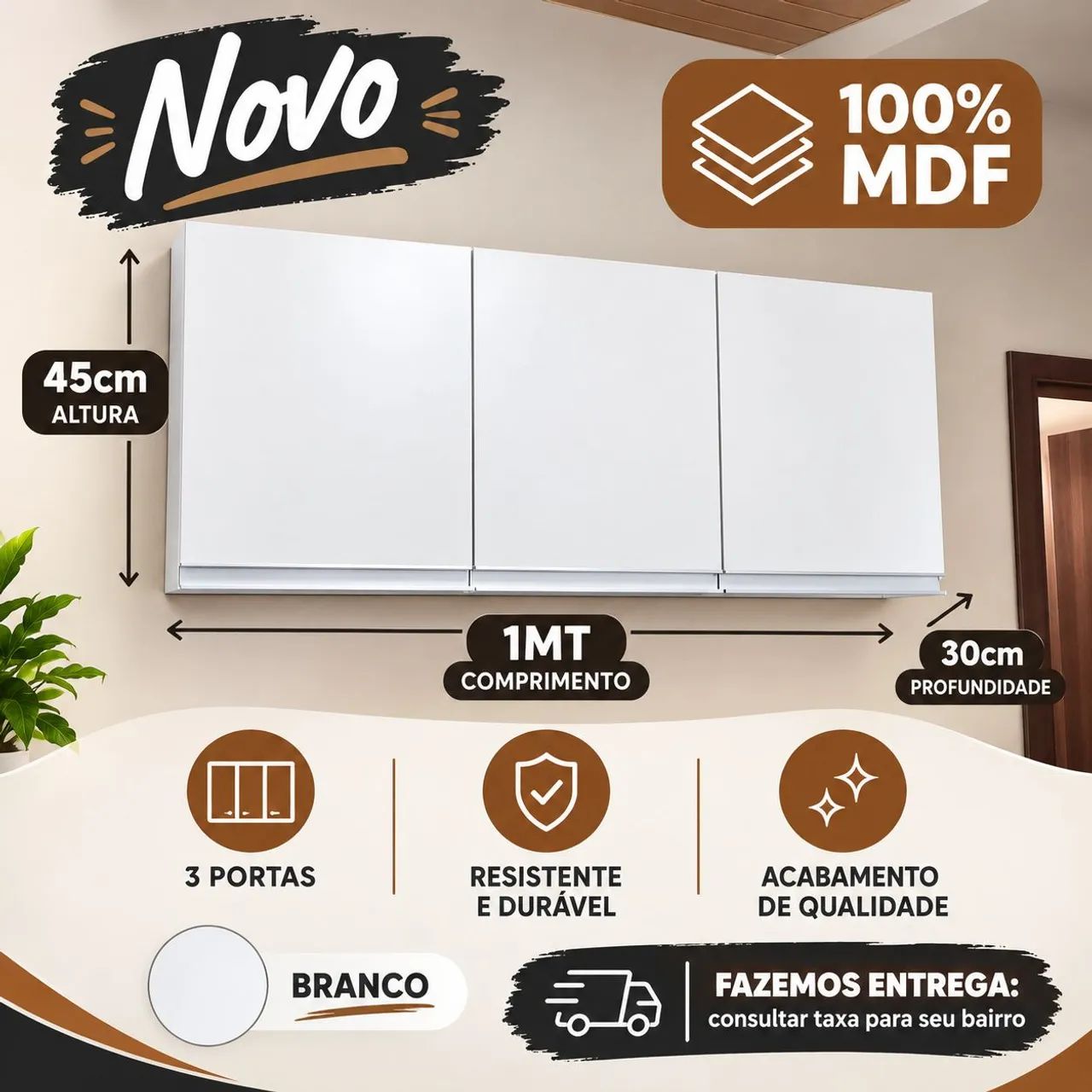 ARMÁRIO AÉREO 100% MDF