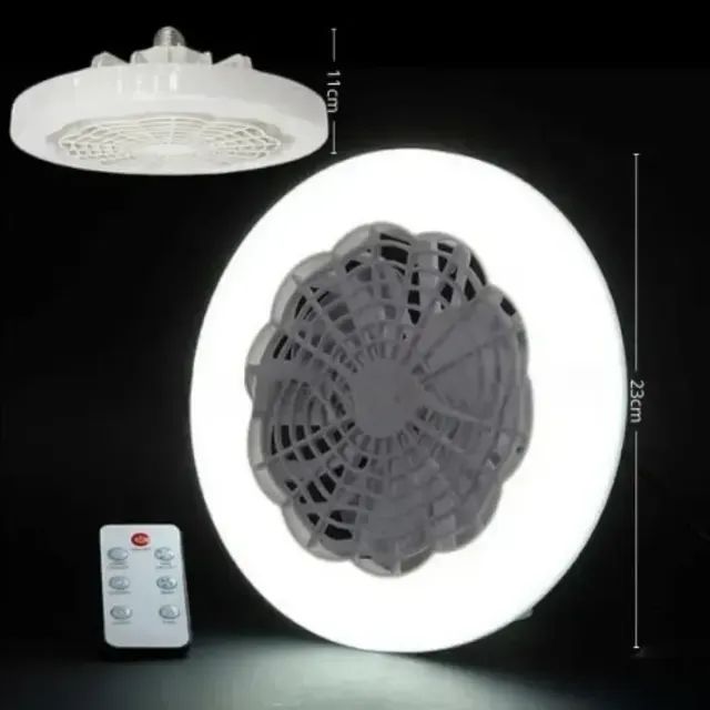 Luminária Ventilador Led Smart Light Com Controle 30w E27 Branco - Foto 3