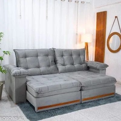 Sofá Retrátil Reclinável Malibu 2.30m Espuma D33 e Molas Ensacadas tf76