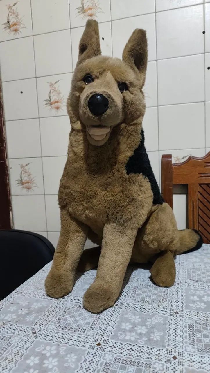  Pelúcia Pastor Alemão 60 cm Vintage Importada de Londres - Foto 3