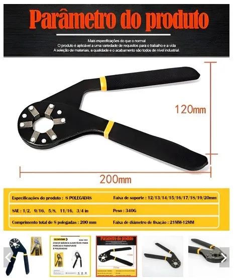 Chave Mágica ajustável 8 polegadas BOM-1203 BOMVINK - Foto 3