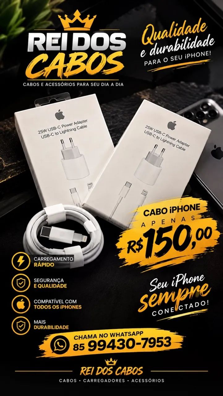 Carregador iPhone turbo 