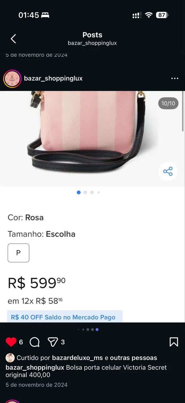 Bolsa bag Victoria secret nova 350,09 - Foto 3