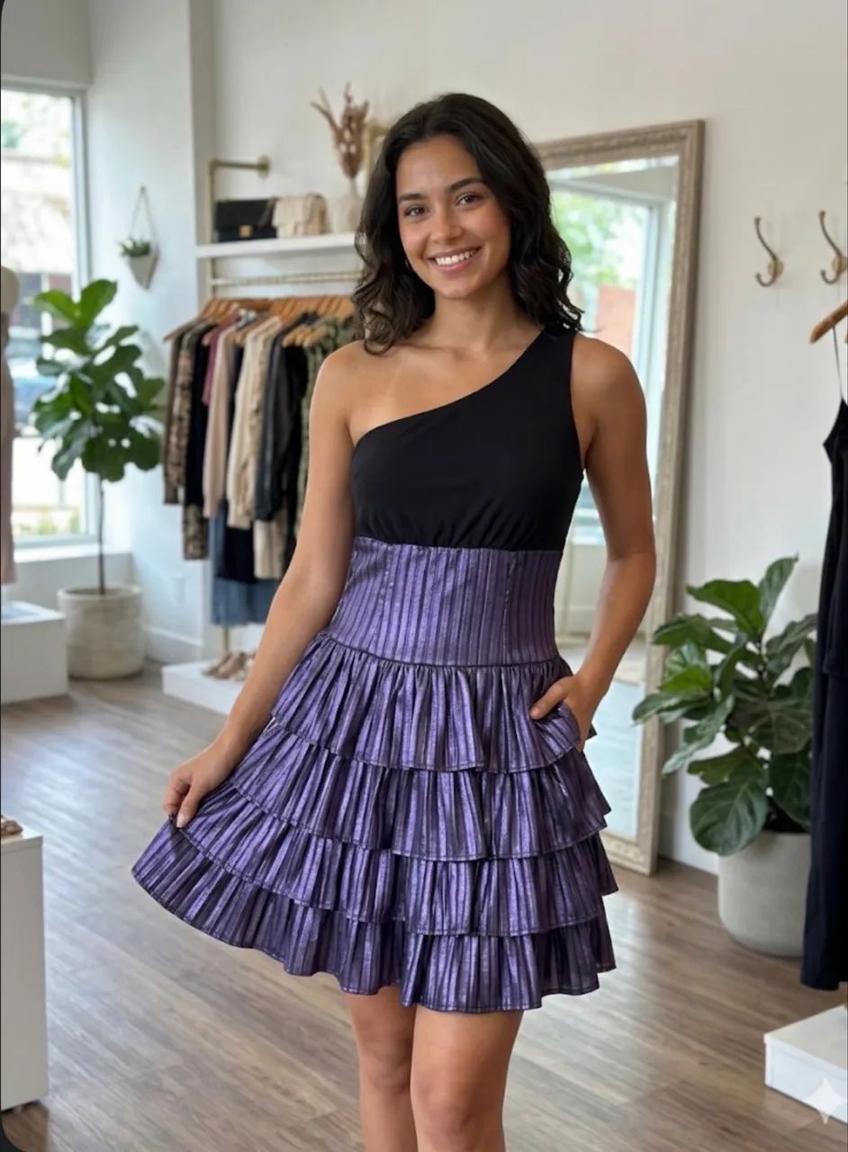 ? Vestido poderoso e delicado ao mesmo tempo!  Modelo com um ombro só,