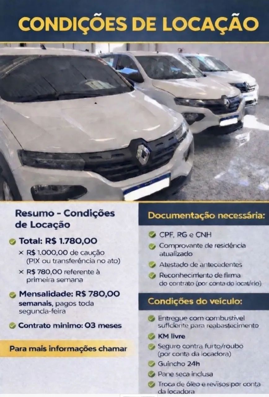 Aluquel de veículos para aplicativo 