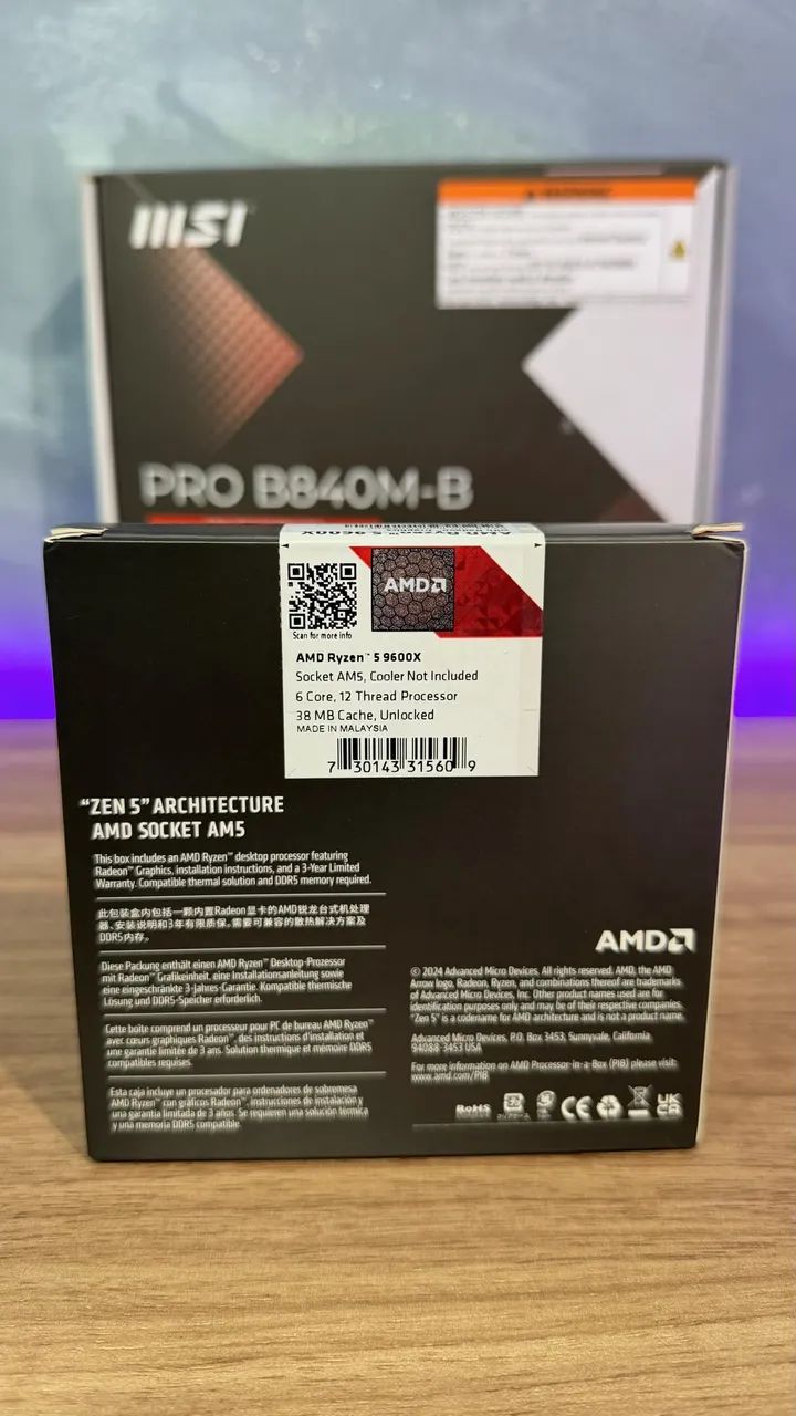 Kit Ryzen 5 9600X + Placa-mãe B840 MSI - Foto 2