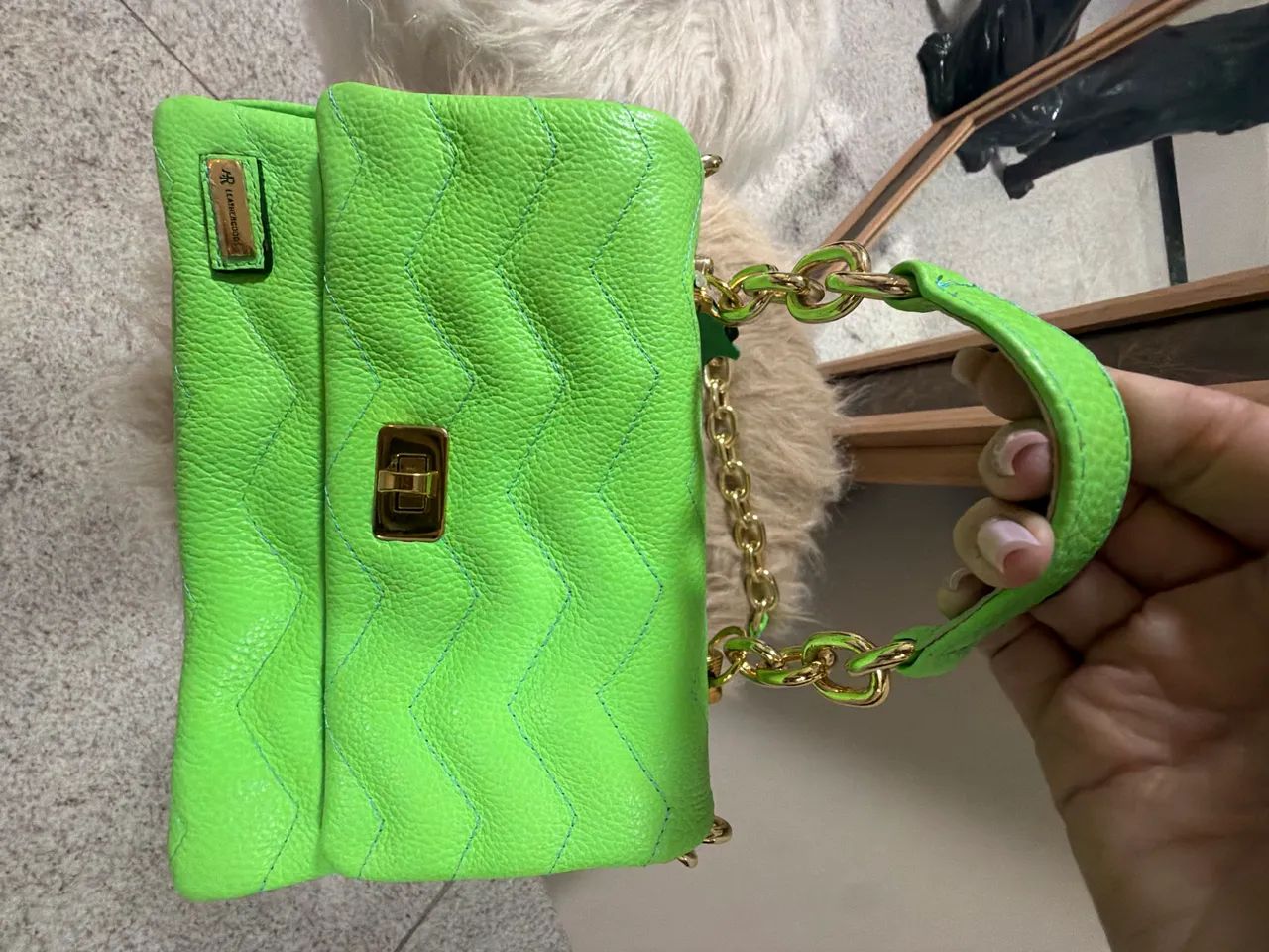 Bolsa de couro verde - Foto 4