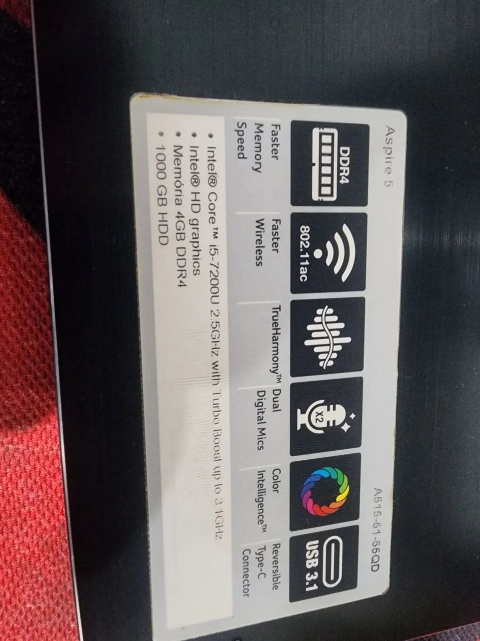 Notebook Acer sétima geração 12gb ddr4 ssd 240gb  - Foto 5
