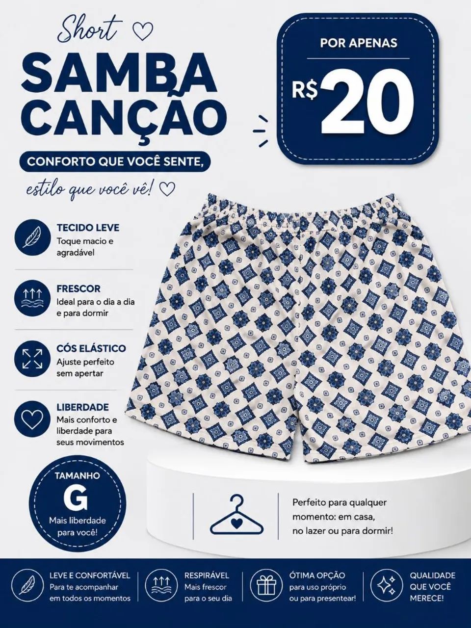 Short samba canção  - Foto 4