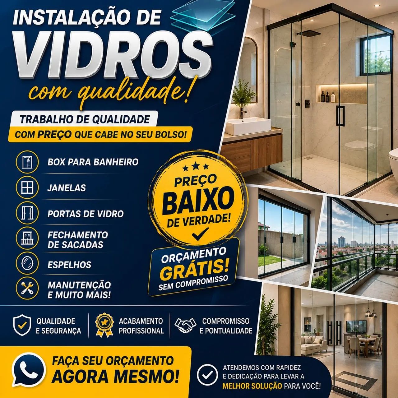 INSTALAÇÃO DE VIDROS 