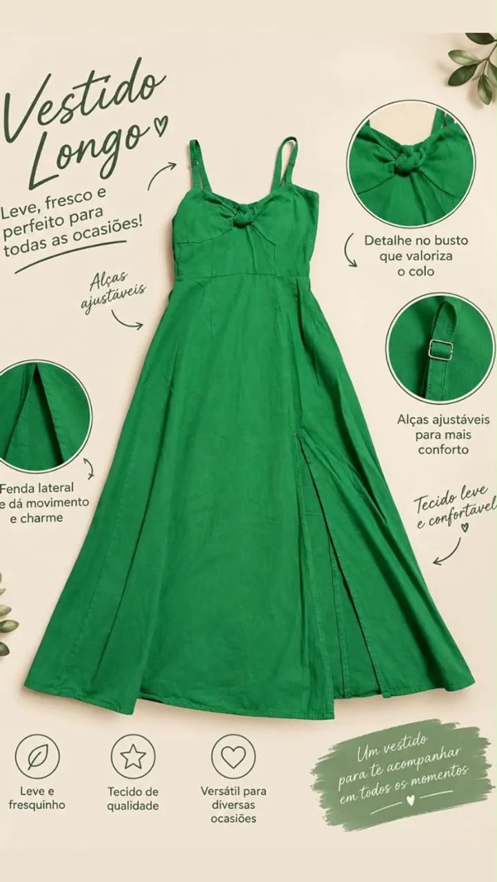 vestido verde mídi 