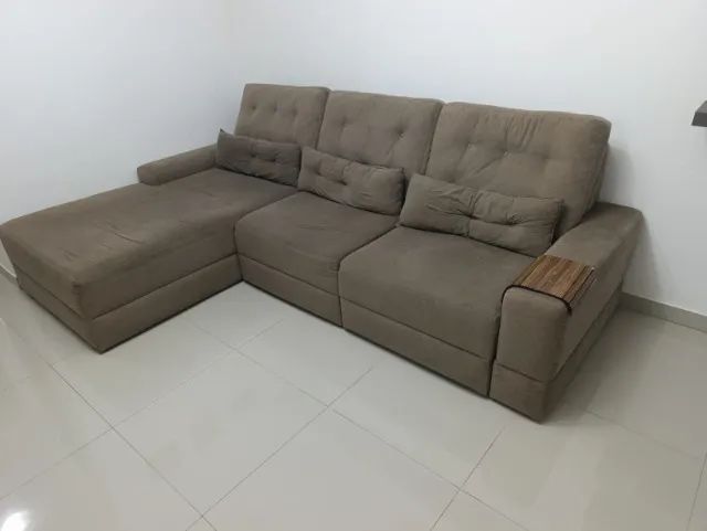 Sofá com Chaise 2,80m - Retrátil - Bom Estado - Foto 3
