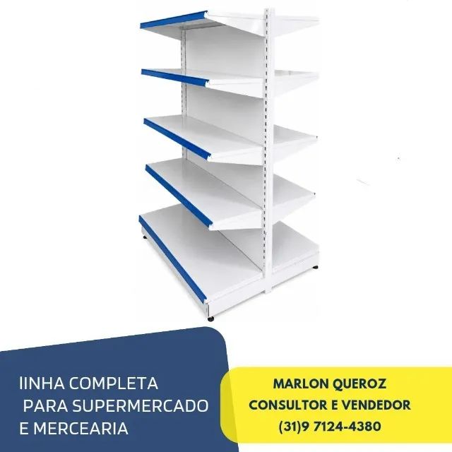 Gôndola de Centro Branca com Porta Etiqueta Polar