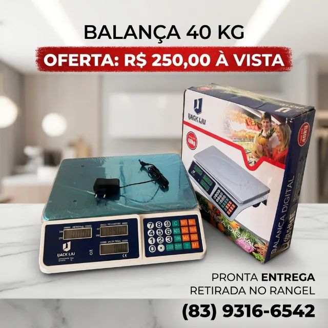 Balança nova 40kg com bateria recarregavel