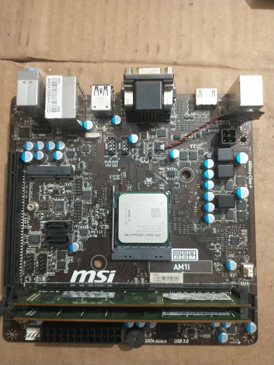 Kit AMD am1 Athlon 5350, placa MSI AM1I mini ITX mais 8GB DDR3