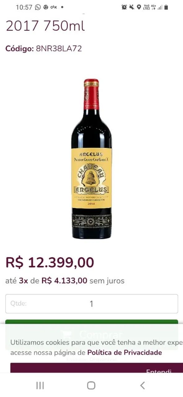 Vinho chateau Angeles 