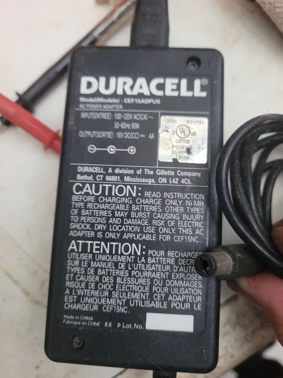 Fonte Carregador Duracell CEF15ADPUS Original - 16V 4A