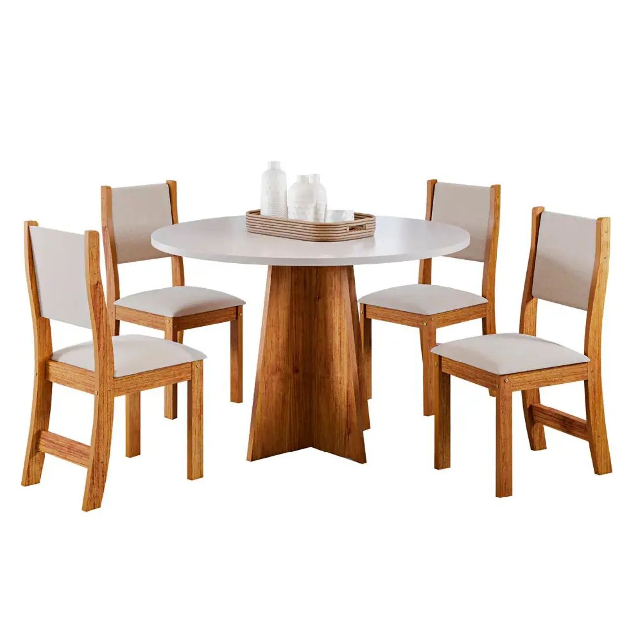 CONJUNTO DE MESA REDONDA Entrega imediata COM 4 CADEIRAS ESTOFADAS - Foto 3