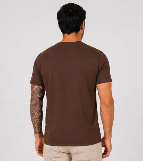 Camiseta Algodão Penteado Marrom - Foto 4