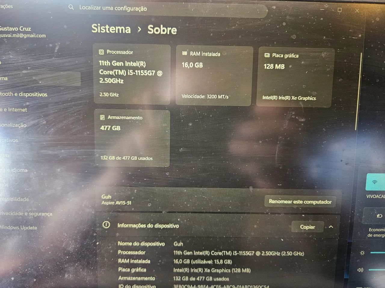 Notebook acer Aspire vero i5 com leitor de digital e mouse bluetooth de brinde - Foto 5