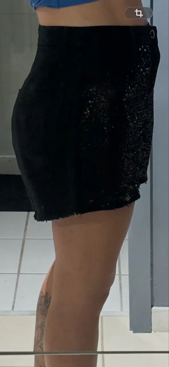 Short preto paetê brilho  - Foto 4