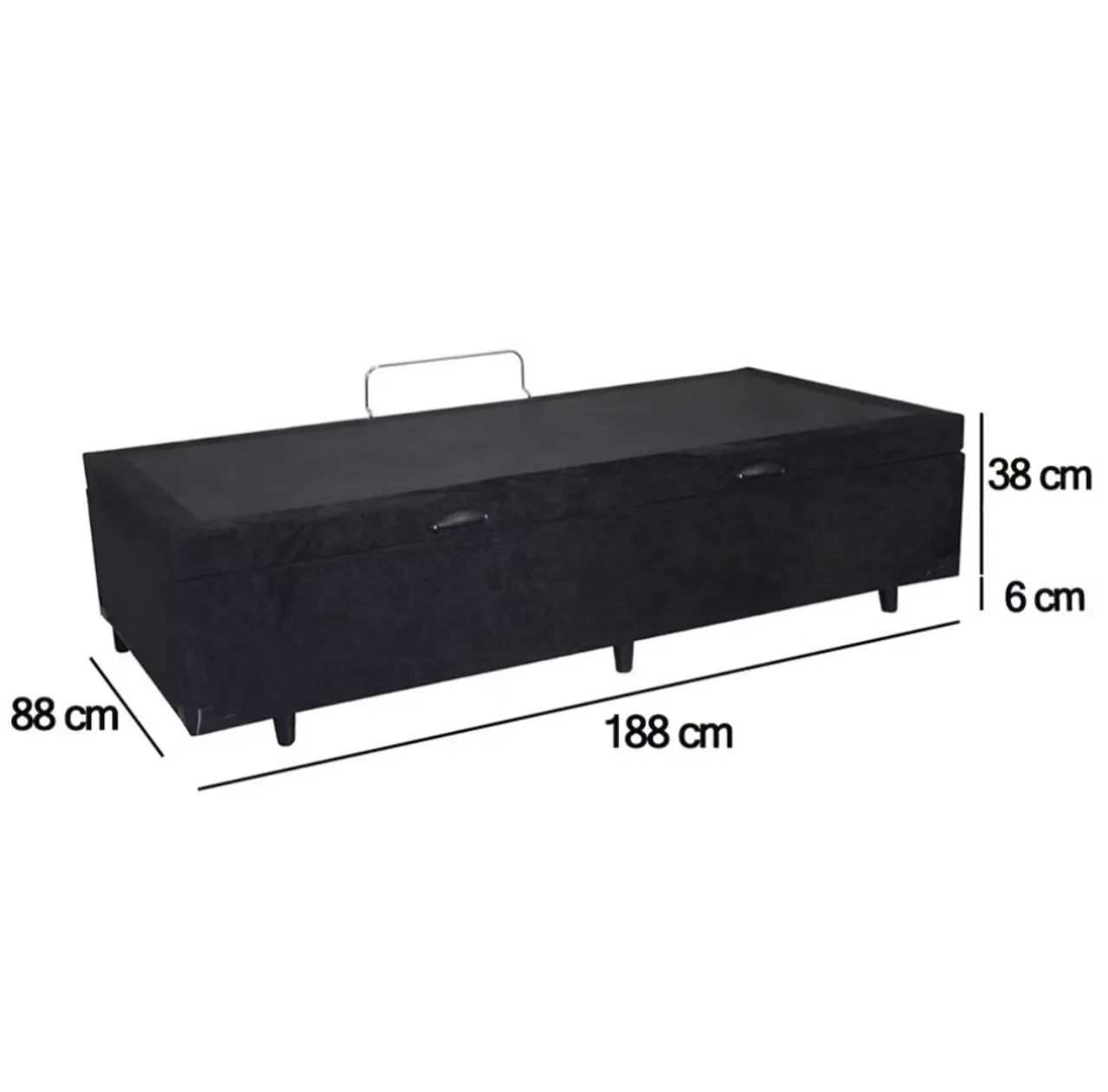 Cama box baú solteiro em Suede preto  - Foto 4