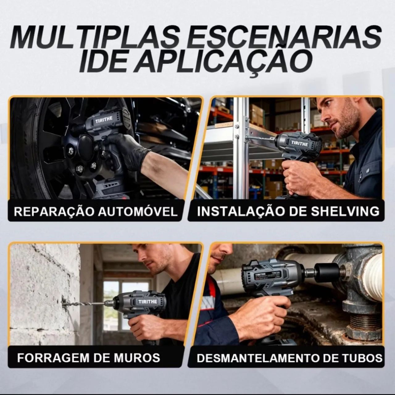 Chave De Impacto Brushless 500nm 48v Com 2 Baterias Portátil Sem Fio - Foto 3