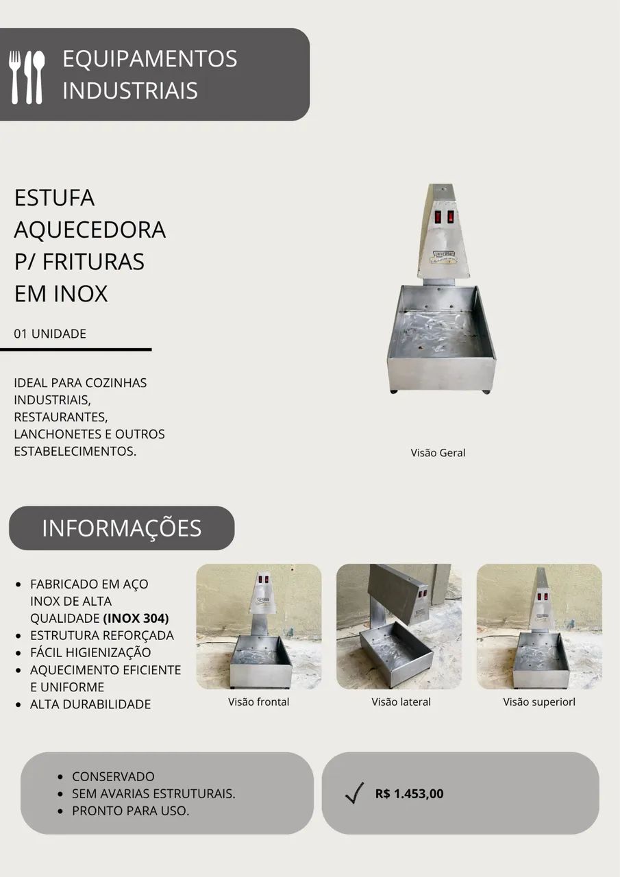 Estufa Aquecedora para Frituras