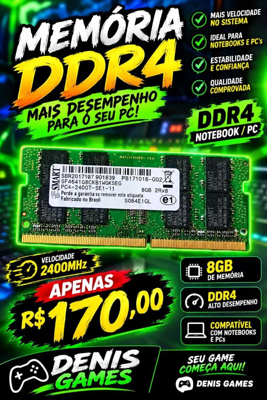 Memoria ddr 4 para mmini pc e Notebook 