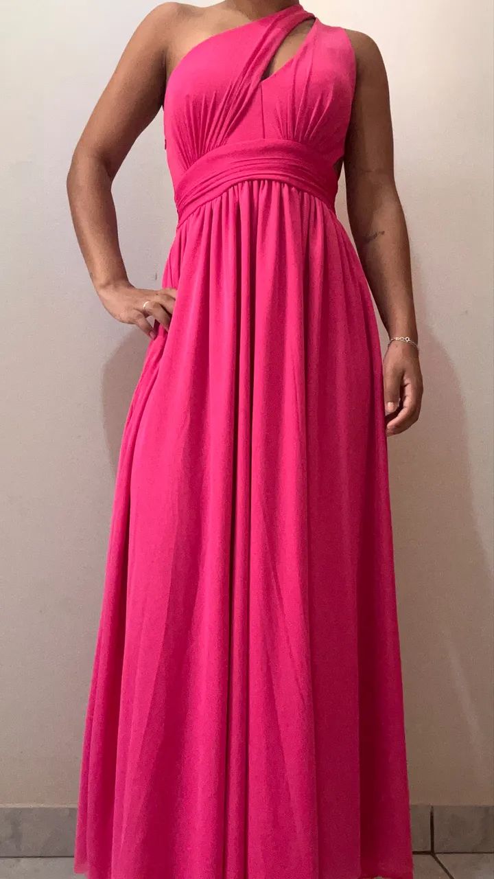 Vestido longo pink para festa