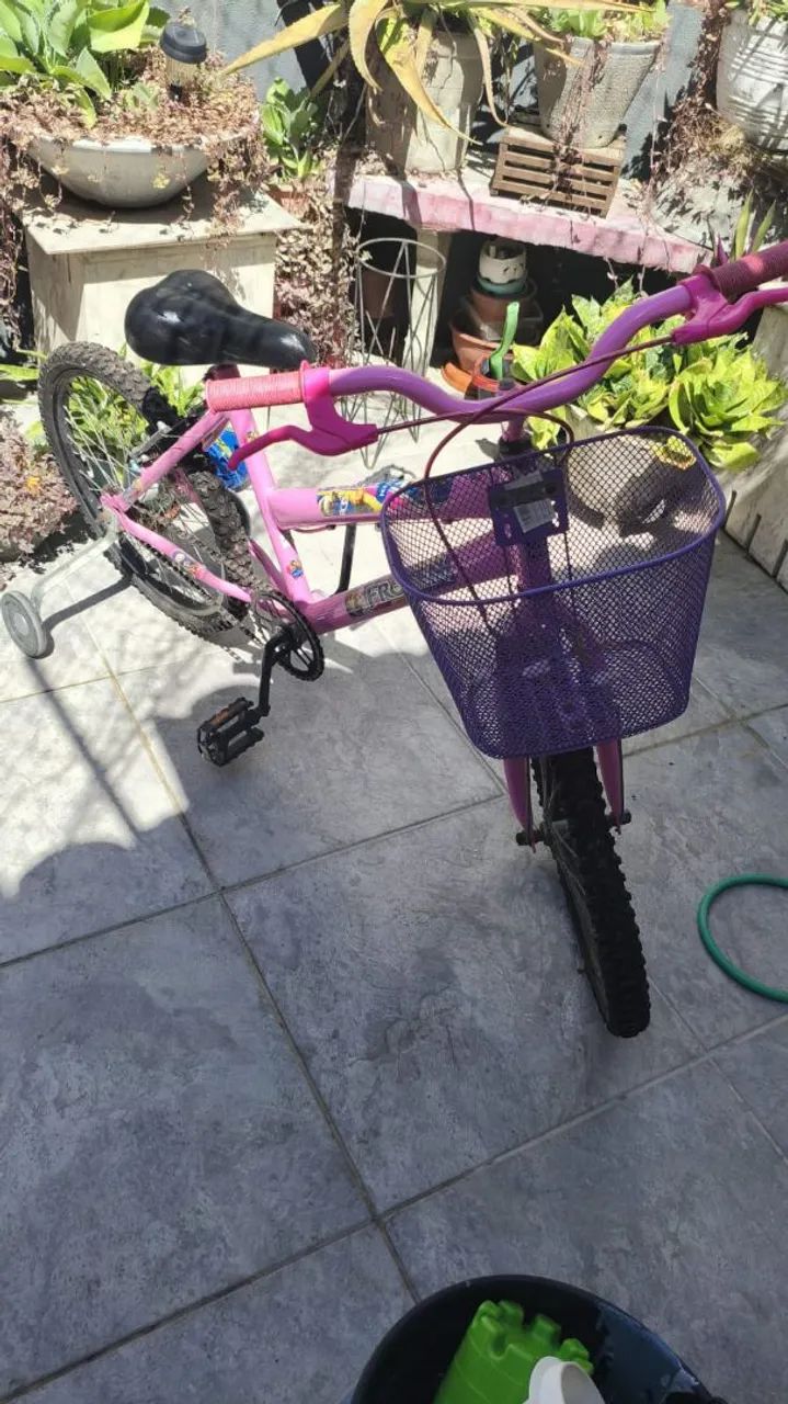 Bicicleta infantil rosa Frozen com rodinhas - Foto 3