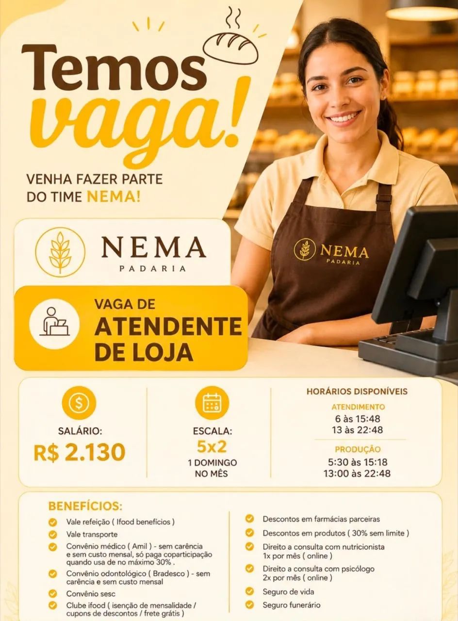 Vaga Auxiliar de produção e atendimento 
