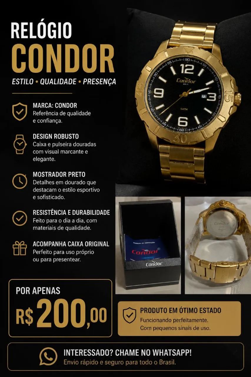 Relógio condor Dourado 