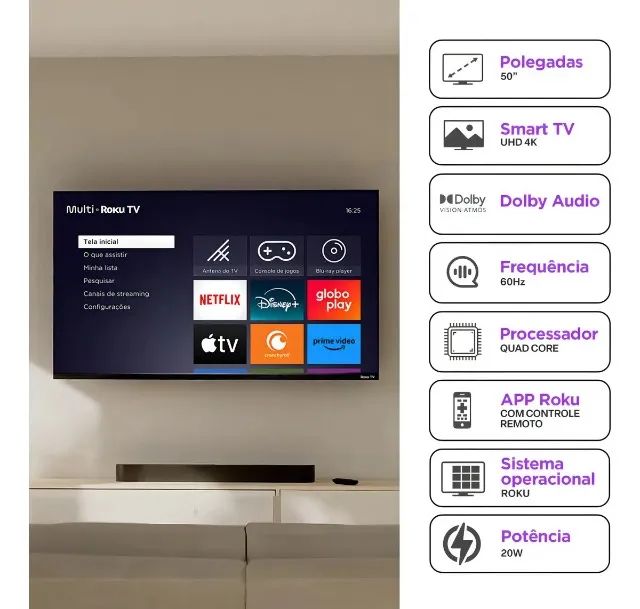 Smart Tv Dled 50 4k Multi Roku 4hdmi 2usb Wi-fi - Tl059m - Foto 2