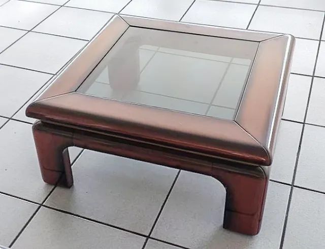 Mesa de Centro Madeira Maciça Laqueada e Vidro  - Foto 3