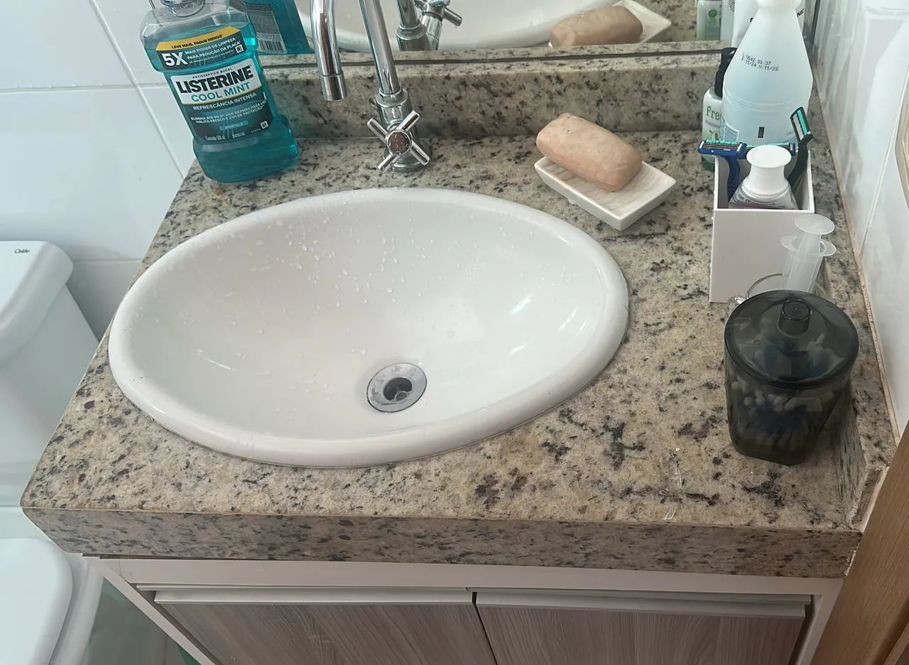 Marble Countertop with Faucet and Sink - 0.60 x 0.45 m