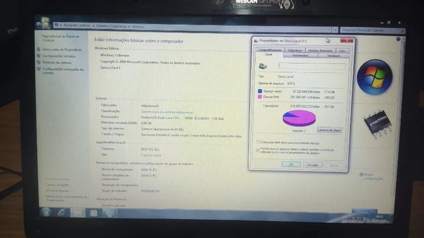 Notebook EMACHINE - Processador Pentium Dual Core T4500 2.30Ghz (ref 19) - Foto 2